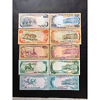 Sét 5 tờ tiền xưa Việt Nam 50 đồng con ngựa , 100 đồng con trâu , 200 đồng con nai , 500 đồng con hổ , 1000 đồng con voi thời xưa sưu tầm