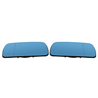 One Pair of Blue Wing Mirror Glass Rearview Heated Mirror Glass with Wide Angle Replacement for BMW E46 E39