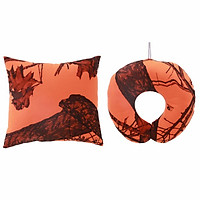 Combo Gối Tựa Lưng Và Gối Kê Cổ Chữ U Thivi Họa Tiết 53 - Cam