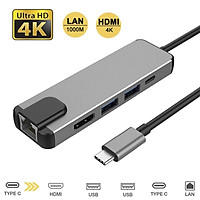 Type C Hub HDMI USB C Hub to Gigabit Ethernet Rj45 Lan Adapter for Macbook Pro Thunderbolt 3 USB-C Charger Port