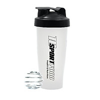 Bình lắc Shaker pha sữa cho người tập GYM hiệu TCSPORTFOOD - Bình nước thể thao Shaker 600 ml - Trắng nắp đen