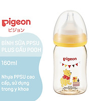 Bình sữa cổ rộng PPSU Plus Gấu Pooh Pigeon 160ml (SS)