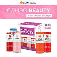 Combo 4 lon mix vị Thức uống lên men STAR KOMBUCHA - Beauty Pack (250ml/lon)