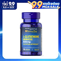 Viên Uống Puritan's Pride L- Glutathione (Reduced) 500mg 30 viên Hỗ Trợ làm trắng Da, Giảm Nám, chậm quá trình lão hóa, Thải Độc gan, tăng cường hệ miễn dịch, nâng cao khả năng thụ thai, bảo vệ tế bào tổn thương.