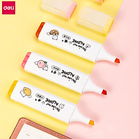 Deli 3 Color/set Highlighter Smooth Writing Fluorescent Pen Portable Marking Graffiti Marker Pen Student Study Text Book Sentence Paragraph Emphasizing Colored Marker Stationery Office School Supplies
