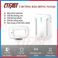 Chuông Báo Khách Cửa Hàng, Báo Động Chống Trộm Cảm Biến Chuyển Động Hồng Ngoại Không Dây CTFAST 02 - Lời Chào Báo Khách Ghé Thăm, Dọa Trộm Xâm Nhập