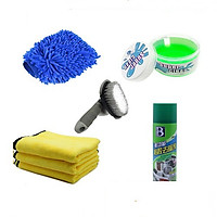 Combo Vệ sinh xe ô tô, xe hơi, Xịt tẩy keo Botny, Khăn lau, Chổi cọ rửa, Gel làm sạch, Găng tay rửa xe Siêu Tiết kiệm