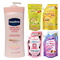 Combo Làm Trắng Dưỡng Thể VASELINE + Kem Dưỡng SNOW WHITE SECRET KEY + Muối Tẩy Tế Bào Chết A BONNE