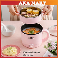 Nồi điện đa năng mini chống dính 2 tầng 2 nấc nhiệt SZHCN nhỏ gọn tiện lợi dùng ăn lẩu mì chiên xào luộc hấp nhỏ gọn tiện lợi thích hợp cho sinh viên