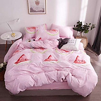 Bộ chăn ga gối chất đũi mùa hè thu hình trái cây
