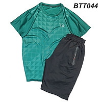 Bộ quần áo thể thao nam vải thun lạnh mềm siêu mát loại đồ bộ thể thao cổ tròn mặt thoải mái BTT04