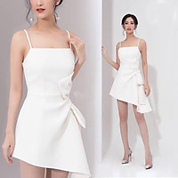 Đầm 2 dây vạt xéo đính nơ