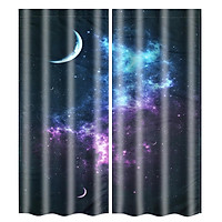 2 Panel Blackout Thermal Window Curtain Door Drape Living Room 3D Printed Decor- Multicolor starry sky 1