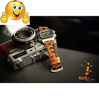 Dây đồng hồ cho Casio AE1200 WHD và Seiko 5 37mm - Da dê Vân trăn rằn ri vàng cực đẹp .