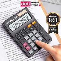Máy Tính Cầm Tay Để Bàn Deli - Màn Hình Lcd, Pin Mặt Trời - Đen - 1 Chiếc - EM01320