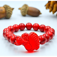 Vòng Tay Hồ Ly Đuôi Xòe Topaz Đỏ Phối San Hô Đỏ