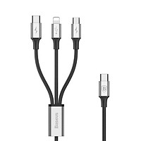 Dây sạc nhanh 3A Baseus Type-C sang 3 đầu kết nối vải dù cao cấp cho điện thoại dài 120CM - Hàng chính hãng