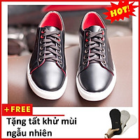 Giày Thể Thao Nam Buộc Dây Aroti Da Trơn Màu Đen - Trắng Đế Khâu Chắc Chắn - M510-Đ+T