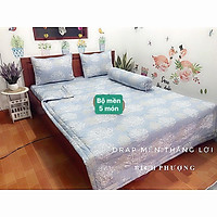 Bộ Drap Cotton Thắng Lợi Kèm Mền Chần Gòn/ 5 món {chuẩn logo CTY}ib chọn màu