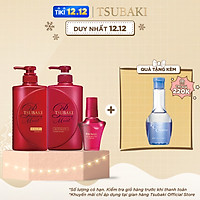 Bộ ba Tsubaki Premium Dưỡng Tóc Bóng Mượt & Bảo Vệ Tóc Trước Tác Hại Của Tia UV (Gội Xả 490ml/chai + Dầu dưỡng tóc 50ml)