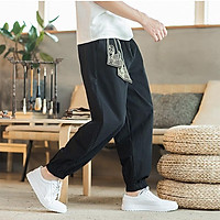 Quần Thô Đũi Nam Dài Đai Thêu Sóng