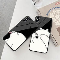 Ốp lưng kính cường lực đôi gấu trắng Dành Cho iphone 6 s plus 7 8 plus Xr X s max 11 11 pro max 12 mini 12 pro max