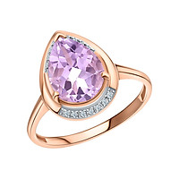 Nhẫn Vàng 14K Đính Đá Amethyst và 16 Viên Kim Cương