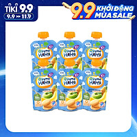 Combo 6 Gói Trái cây nghiền vị táo, chuối, lê và bánh quy Fruto Nyanya 90g