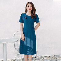 Đầm trung niên cao cấp form suông thiết kế màu xanh đen - TTV902 - TTV Store