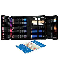 H&B 145-Piece Professional Oil Colored Pencils and Sketch Set Charcoal Graphite Pencil Eraser Extender Draw Paper