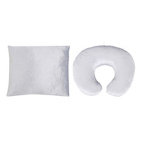 Combo Gối Tựa Lưng Và Gối Kê Cổ Chữ U Thivi Màu Trơn 11 - Trắng Xám
