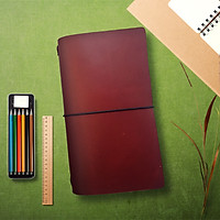 Sổ da Midori refill 3 ruột trắng trơn size regular 22x12 có thể mua thêm ruột