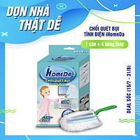Chổi quét bụi chăm sóc ô tô tĩnh điện Ihomeda ( 1 cán + 4 bông lau)