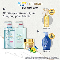Bộ Ba Gội Xả Tsubaki Premium Cool Sạch Dầu Mát Lạnh (490ml/chai) và Mặt Nạ Tóc 180g