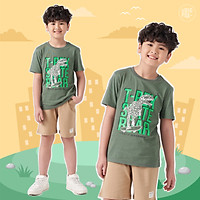 Đồ bộ bé trai cộc tay BIGFOX - MISS MEOW size đại chất cotton phong cách Âu Mỹ in khủng long T- Rex 11 - 40 kg QATE