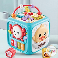 Hộp âm nhạc đa năng cho bé có đàn,nhạc tiếng anh,thả hình sapo kids (kèm tặng 3pin+tua vít)