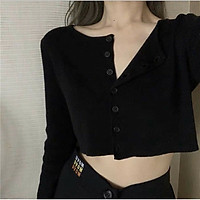 áo croptop dài tay phối khuy YAN cá tính nhiều màu