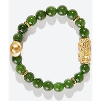 Vòng tay ngọc bích phối tỳ hưu bạc bọc vàng Ngọc Quý Gemstones