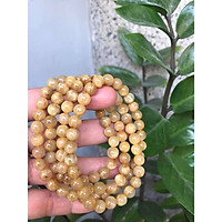 VÒNG TAY ĐÁ THẠCH ANH TÓC VÀNG TỰ NHIÊN SẠCH ĐẸP 108 HẠT SIZE VÒNG 7MM 100% ĐÁ THIÊN NHIÊN NỮ MỆNH KIM MỆNH THỔ MỆNH THỦY ĐEO KIỂU QUẤN TAY RẤT SANG RẤT XINH Ạ