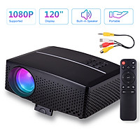 GP80 Mini LED Video Projector 1080P Supported 3500 Lumens 120 Inch Display Built-in Stereo Speaker with AV/USB/HD/VGA