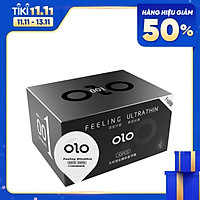Bao cao su siêu mỏng OLO Manly đen, nhiều gel bôi trơn, hương thơm nhẹ - Hộp 10 bcs