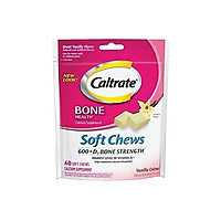 Caltrate 600+D3 Soft Chews (Vanilla Crème, 60 Count) Calcium and Vitamin D3 Chewable Supplement, 600mg