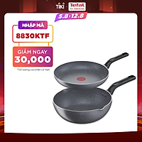 Combo Chảo chiên Tefal Natura B2260295 20cm & Chảo chiên sâu lòng Tefal Natura B2266495 24cm - Dùng được trên bếp gas/ bếp hồng ngoại - Công nghệ báo nhiệt thông minh - Hàng chính hãng