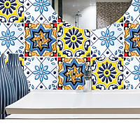 Combo 24 miếng Decal gạch bông 20*20 cm Dán gỗ bàn trang trí tường