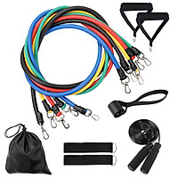 11pcs Resistance Bands Set Skipping Rope Workout Fintess Exercise Tube Bands Door Anchor Ankle Straps Cushioned Handles