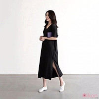 Đầm Suông Dáng Dài Váy Suông Cổ Tim Dáng Basis Chất Thun Cotton Hàng VNXK