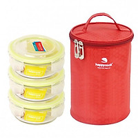 Bộ 3 Hộp Thủy Tinh Tròn 400ml Kèm Túi Happy Cook Glass HCG-03C