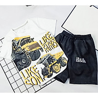 Set ngắn tay size đại 20-40kg bé trai áo vải cotton quần kaki