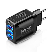 Củ Sạc Điện Thoại LED T-REX 3 Đầu USB, Sạc Nhanh QC3.0 Cánh Bướm (Hàng Chính Hãng) Dùng Cho Thiết Bị Iphone/ Samsung/ Android - DT067