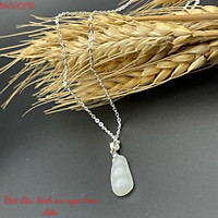 Dây chuyền bạc mặt đá Cỏ Bốn Lá Ng Bích xanh Nephrite, Bạch Ngọc, Cải Thảo TUDO có kiểm định
